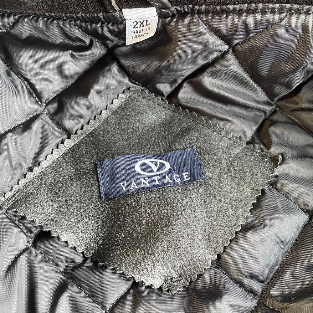 🔥NWOT Vantage Ford Credit Wool Leather Varsity Bomber Jacket Quilt Lined Sz 2XL - Picture 12 of 16